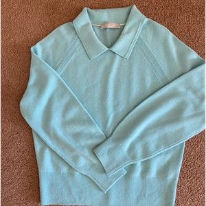 :::Everlane Tiffany Blue :: 100% Cashmere Sweater with Collar:::
